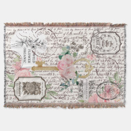 Chic French lettering Vintage key Logo Stamps Deken