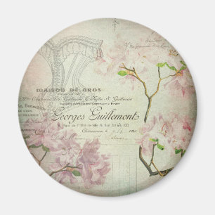 Chic French Script Shabby Flowers Corset Magneet