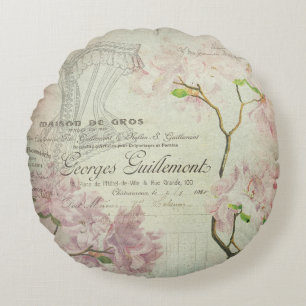  Chic French Script Shabby Flowers Corset Rond Kussen