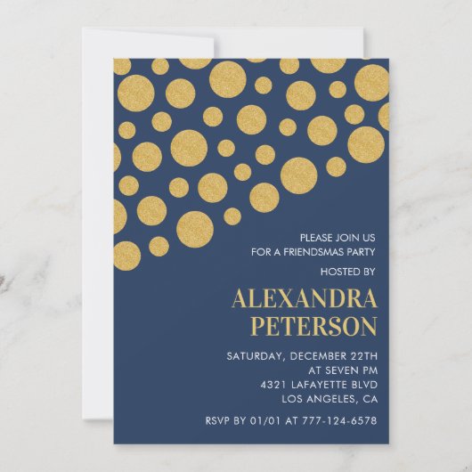 Chic Friendsmas invitations Gold Navy (Devant)
