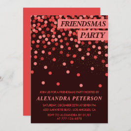 Chic Friendsmas uitnodiging Red Glitter Confetti