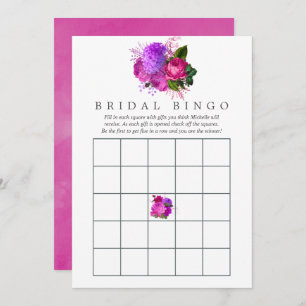  Chic Fuchsia & Paarse Vrijgezellenfeest Bingo Kaart