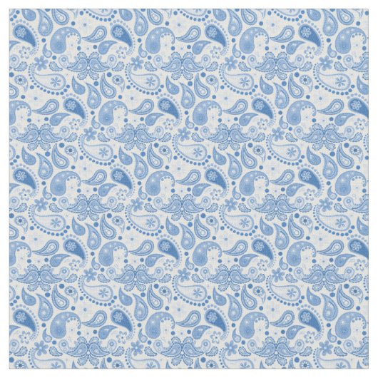 Chic Fun Blauw en Wit Paisley Stof (Close Up)