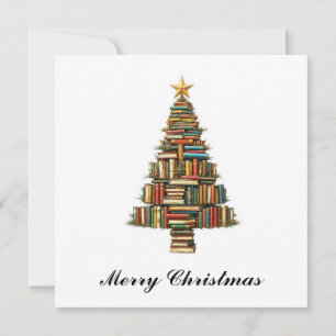  Chic Fun Books Lover Flat Holiday Kaart