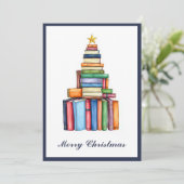 Chic Fun Kerstboom Gemaakt van Boeken Feestdagenkaart (Staand voorkant)
