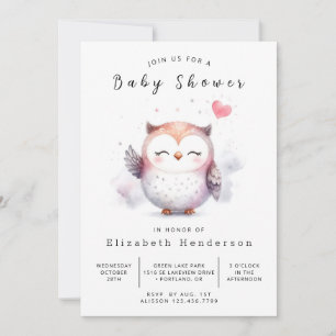 Chic Fun Owl Baby shower Kaart