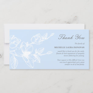 Chic Funeral Dankuwel Blauwe Magnolia Bedankkaart