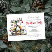 Chic Funny Reindeer Christmas Party Invitation Kaart