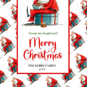 Chic funny Santa Claus gift bag editable style Medium Cadeauzakje