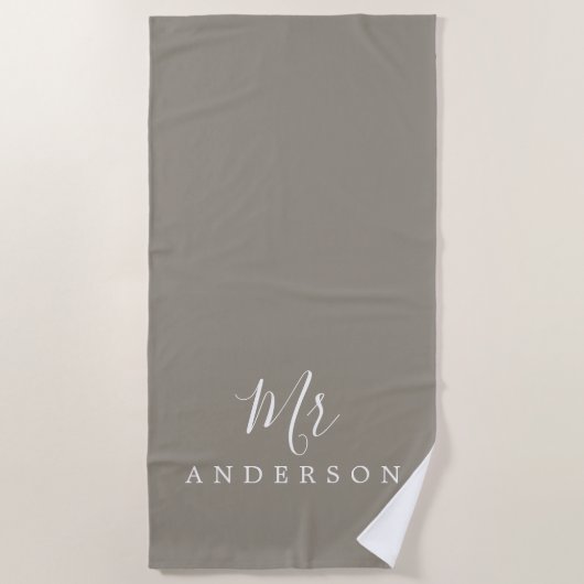 Chic Future de heer Gray Monogram Strandlaken (Voorkant)