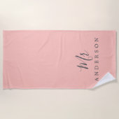 Chic Future de heer Pastel Pink Monogram Strandlaken (Voorkant)