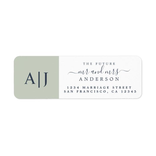 Chic Future Mr Monogram Wedding Return Address Etiket (Voorkant)