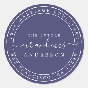 Chic Future Mrs Wedding Return Address Navy Ronde Sticker