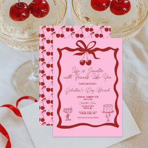 Chic Galentine's Day Bow Pink en Cherry Red Kaart
