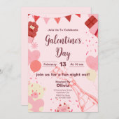Chic Galentine's Day Celebration Carte d'invitatio (Devant / Derrière)