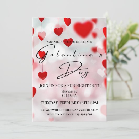 Chic Galentine's Day Celebration Carte d'invitatio (Debout devant)