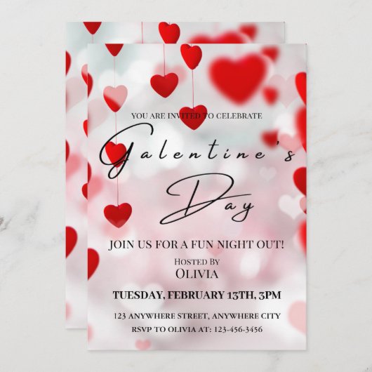 Chic Galentine's Day Celebration Carte d'invitatio (Devant / Derrière)