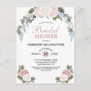 Chic Garden Blossom Blush Pink Vrijgezellenfeest Briefkaart