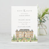 Chic Garden Chateau Aquarelle Enregistrer La Carte (Debout devant)