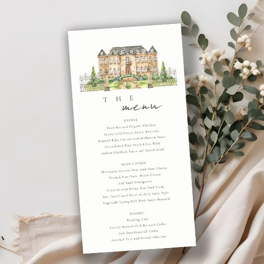 Chic Garden Chateau Aquarelle Mariage Carte Menu