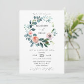 Chic Garden Rose Floral Wreath Faire-part de maria (Debout devant)