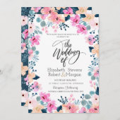 Chic Garden Rose Flowers Faire-part de mariage (Devant / Derrière)