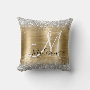 Chic geborsteld metaal goud zilver faux glitter kussen