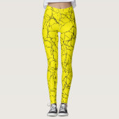 Chic geel en zwart breukpatroon leggings (Voorkant)