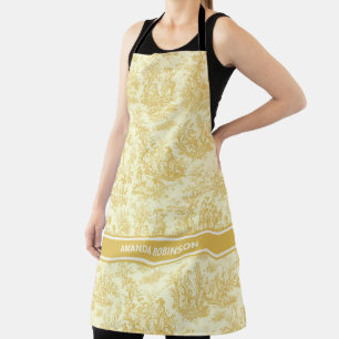 Chic geel toile de jouy bedrukt schort