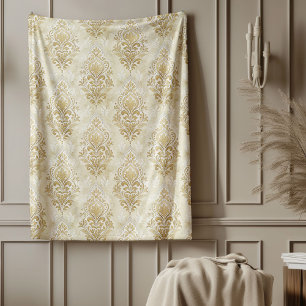 Chic geïnspireerde ivoor Damask Soft Waterverf Fleece Deken