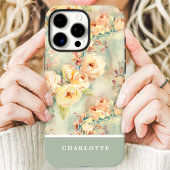 Chic Gele Rozen Aangepaste Naam Bloemig Case-Mate iPhone Case