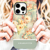 Chic Gele Rozen Aangepaste Naam Bloemig Case-Mate iPhone Case
