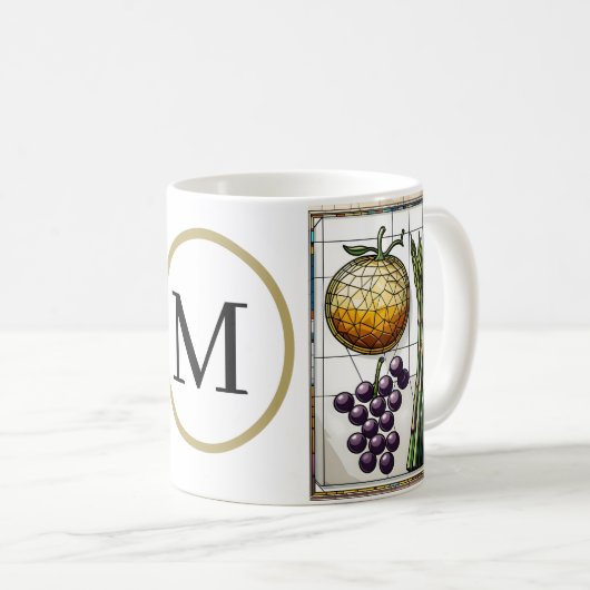 Chic Geometric Food & Monogram Coffee Mug (Devant droit)