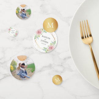 Chic Geometric Gold Foil Floral Wedding Confetti