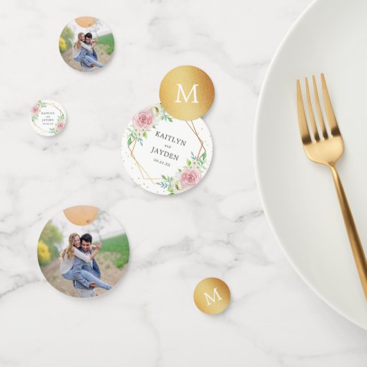 Chic Geometric Gold Foil Floral Wedding Confetti (Groep)