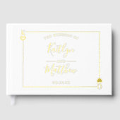 Chic Geometric Gold Foil Floral Wedding Gastenboek (Voorkant)