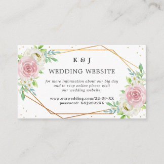 Chic Geometric Gold Foil Floral Wedding Informatiekaartje