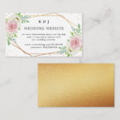 Chic Geometric Gold Foil Floral Wedding Informatiekaartje (Voorkant / Achterkant)