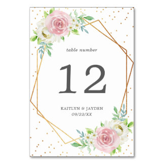 Chic Geometric Gold Foil Floral Wedding Kaart