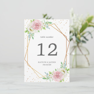 Chic Geometric Gold Foil Floral Wedding Kaart