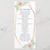 Chic Geometric Gold Foil Floral Wedding Programma (Achterkant)