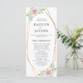 Chic Geometric Gold Foil Floral Wedding Programma (Staand voorkant)