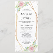 Chic Geometric Gold Foil Floral Wedding Programma (Voorkant)