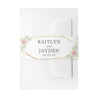 Chic Geometric Gold Foil Floral Wedding Uitnodigingen Wikkel
