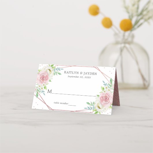 Chic Geometric Roos Gold Foil Floral Wedding (Voorkant)