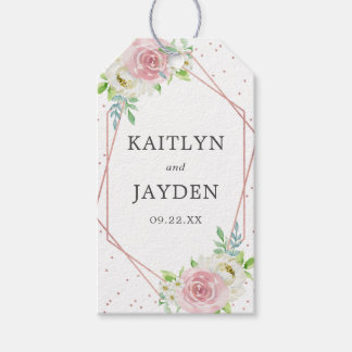 Chic Geometric Roos Gold Foil Floral Wedding Cadeaulabel
