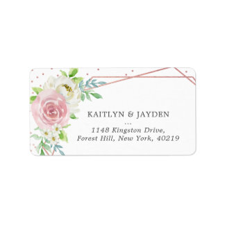 Chic Geometric Roos Gold Foil Floral Wedding Etiket