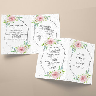 Chic Geometric Silver Foil Floral Wedding