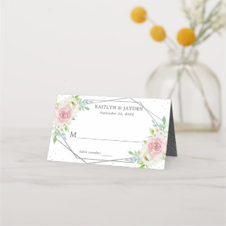 Chic Geometric Silver Foil Floral Wedding