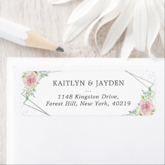 Chic Geometric Silver Foil Floral Wedding Etiket